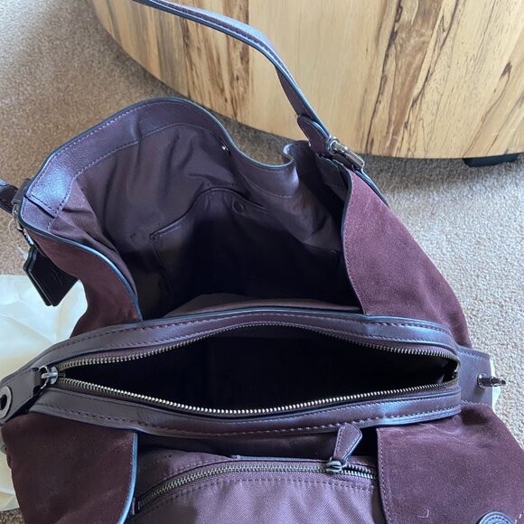 COACH LEATHER HANDBAG 20334 EDIE 42 LEATHER SUEDE SHOULDER BAG OXBLOOD - Picture 5 of 6